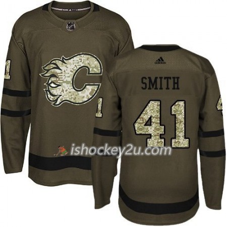 Mænd NHL Calgary Flames Trøje Mike Smith 41 Adidas 2017-2018 Camo Grøn Authentic